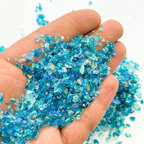 Sky Blue Rainbow Metallic Granule Stone - 50 Grm