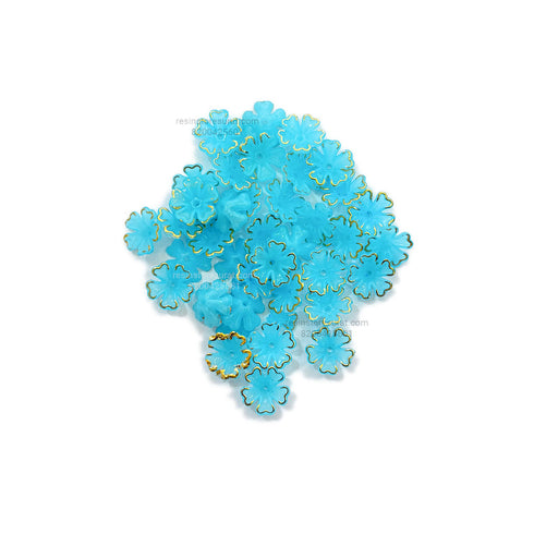 Small Blue Acrylic Flower Beads