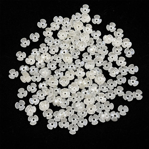 Small White 3 Petal Flower Beads