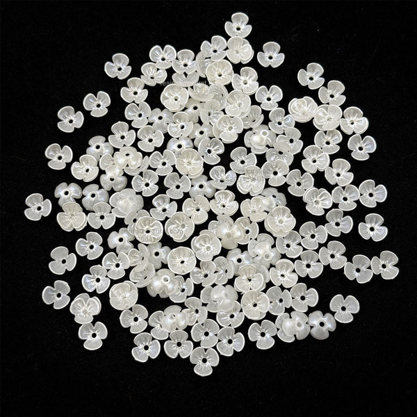 Small White 3 Petal Flower Beads