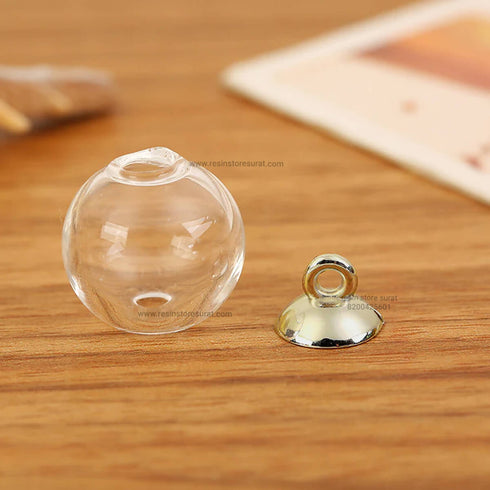 Small Glass Globe Charm With Gold Cap - 100 pcs