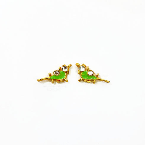 Sparrow Meenakari Kundan Beads Light Green Golden charm C9