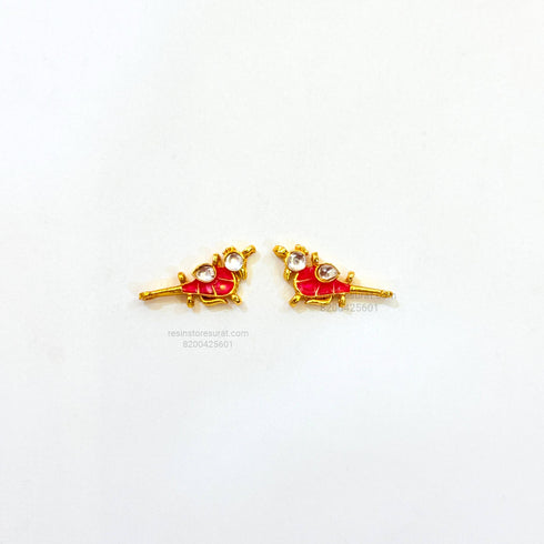 Sparrow Meenakari Kundan Beads Pink Golden charm C10