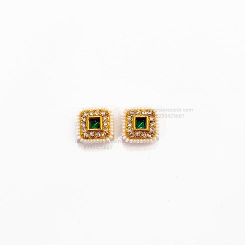 Square Diamond Meenakari Kundan Beads Green Gold charm B2