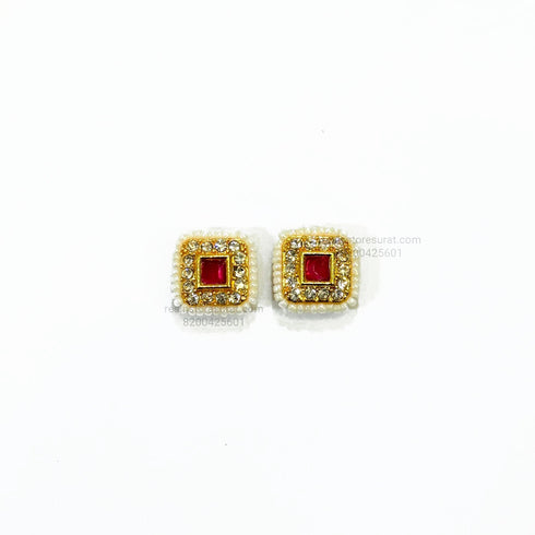 Square Diamond Meenakari Kundan Beads Red Gold charm B1