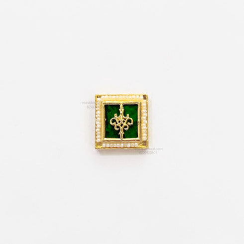 Square Green Ruby Meenakari Golden Beads E5