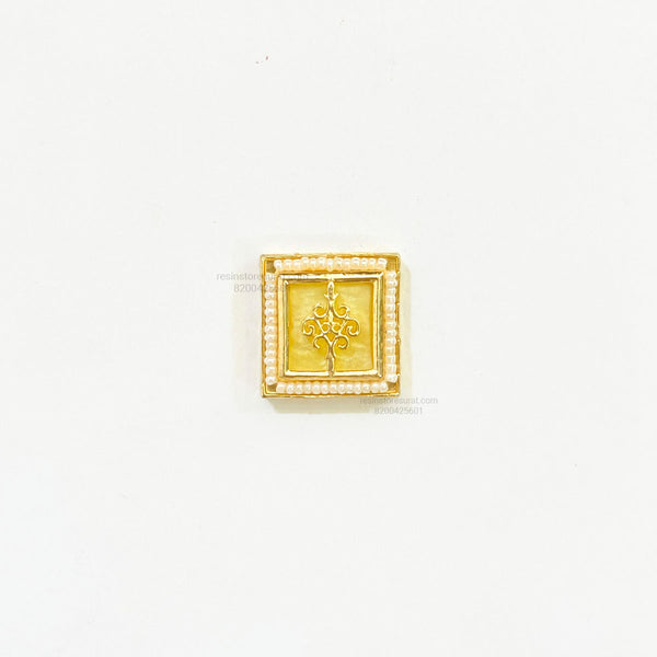 Square Yellow Ruby Meenakari Golden Beads E6