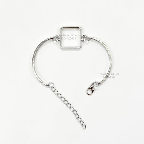 Silver Square Rakhi Bracelet Base