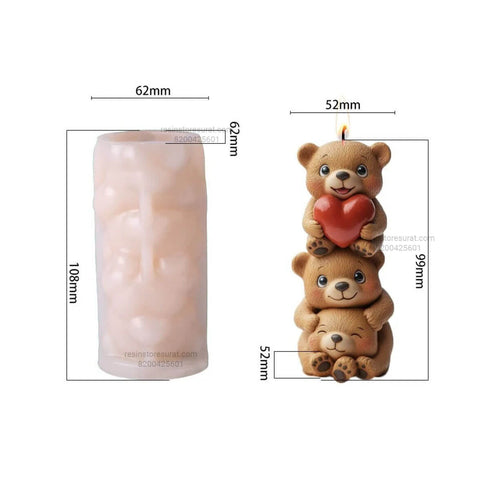 Stacking Teddy Bear Candle Handmade Mould 271