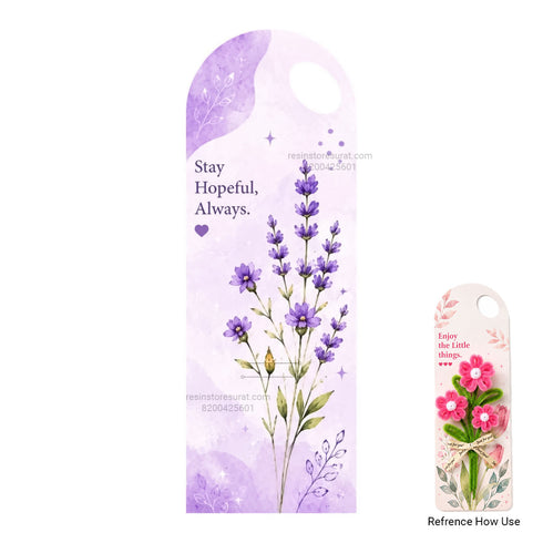 Stay Hopeful Always Design Purple Lavender Floral Bouquet Flower Card with Handle - 001