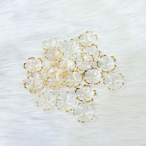 Transparent Gold Acrylic Cherry Blossom Flower Beads