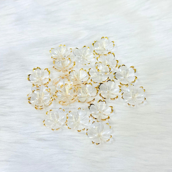 Transparent Gold Acrylic Cherry Blossom Flower Beads