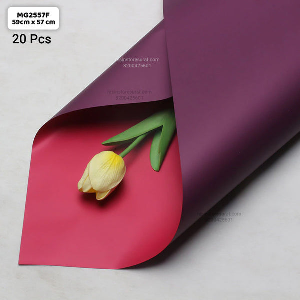 Two Shaded Flower Wrapping Paper Plastic Sheet - 57F (20 Sheet)