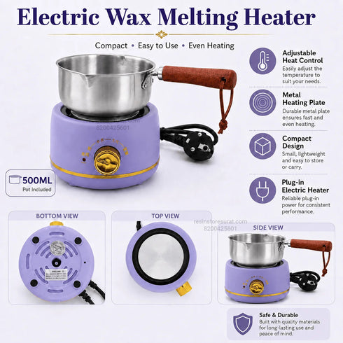 Wax Melter for Candle Making Electric Heater with Wax Pouring Pot 500ml Capacity