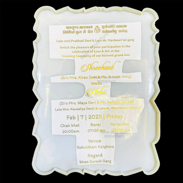 Wedding Invitation Card - Customized Gold Metal Sticker