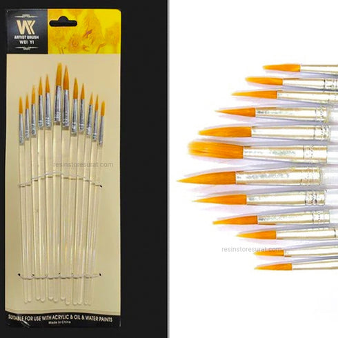 12 Pc Round Brush Clear Handle Set