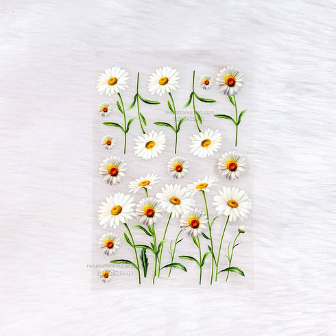 White Flower 3d uv sticker sheet - A6