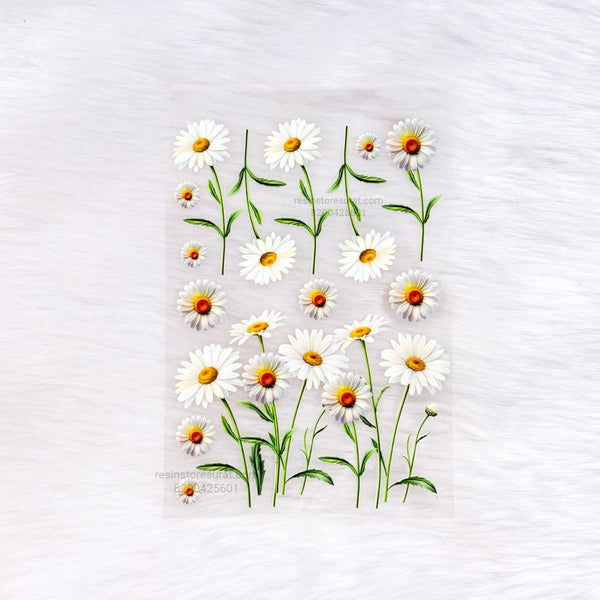 White Flower 3d uv sticker sheet - A6