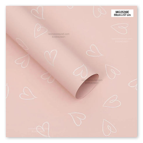Heart Pattern Pink Flower Wrapping Paper Plastic Sheet - 39E(20 Sheet)
