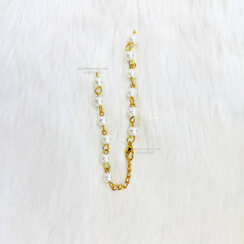 White Pearl Beads Rakhi Bracelet Chain