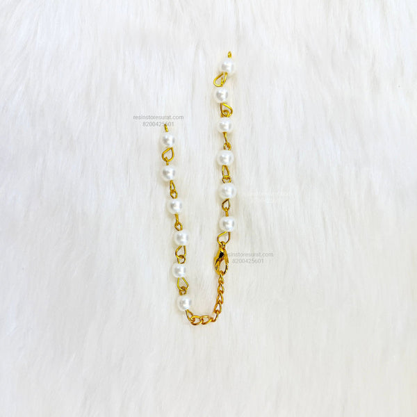 White Pearl Beads Rakhi Bracelet Chain