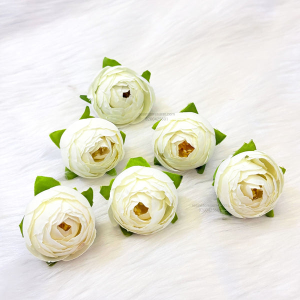 White Peony Artificial Flower - 6 Pcs