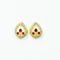White Ruby Red Kundan Beads Gold Charm D18 - 2 Pcs