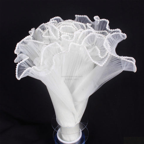 White Wrinkled Wrapping Paper Net With Pearl - 09