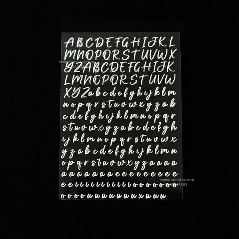 White Alphabet 3D UV Sticker Sheet - A6