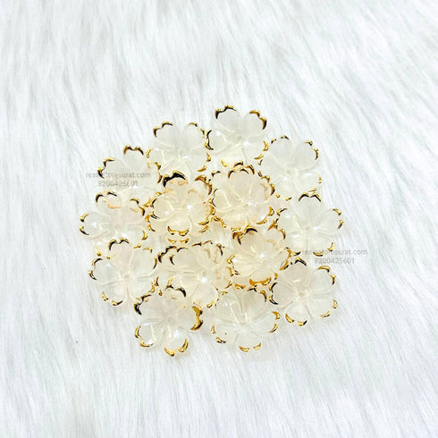 White Gold Acrylic Cherry Blossom Flower Beads