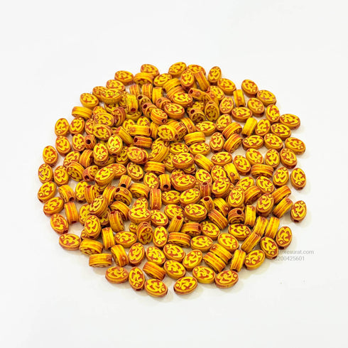 Designer Oval Om Wood Rakhi Beads