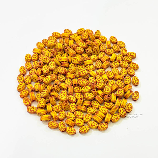 Designer Oval Om Wood Rakhi Beads