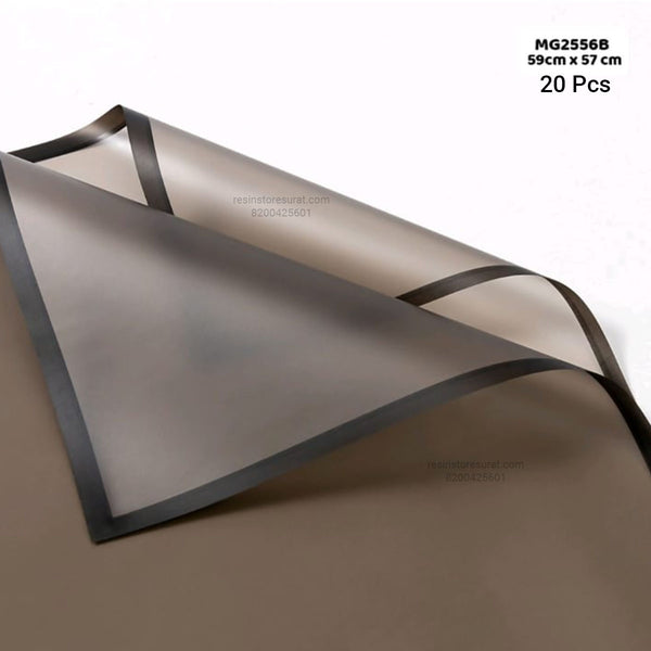 Black Flower Wrapping Paper Plastic Sheet - 56B(20 Sheet)