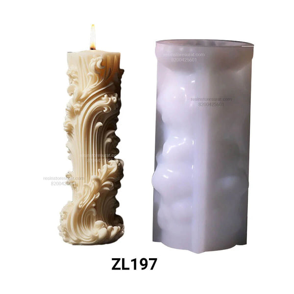 Decorative Carved Pillar Candle Mould - ZL197