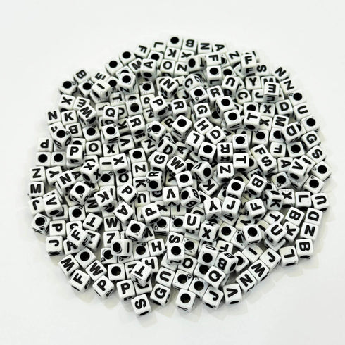 Alphabet White Square Beads
