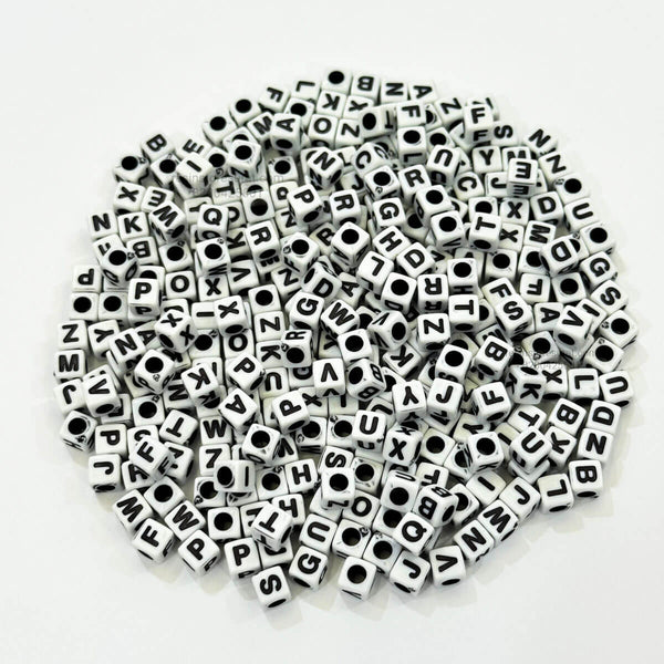 Alphabet White Square Beads