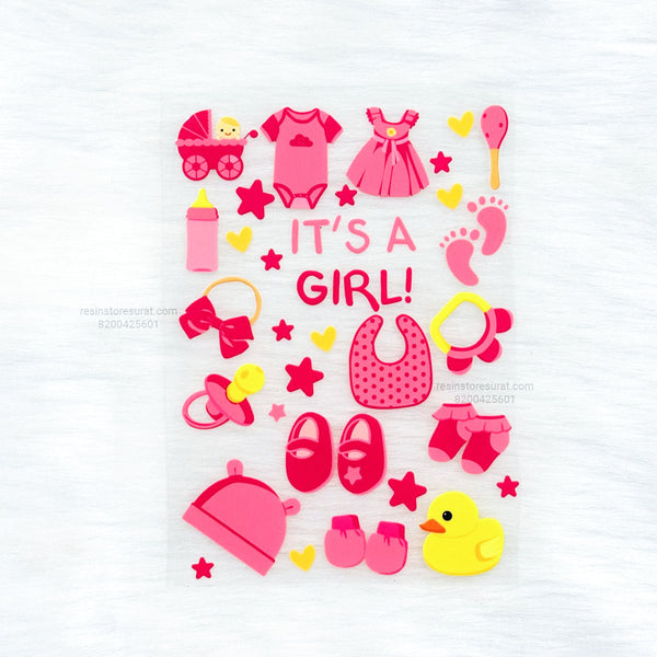 Baby Girl 3D UV Sticker Sheet - A6