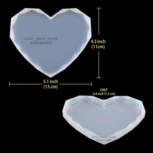 5*4.5 inch Diamond cut heart shape