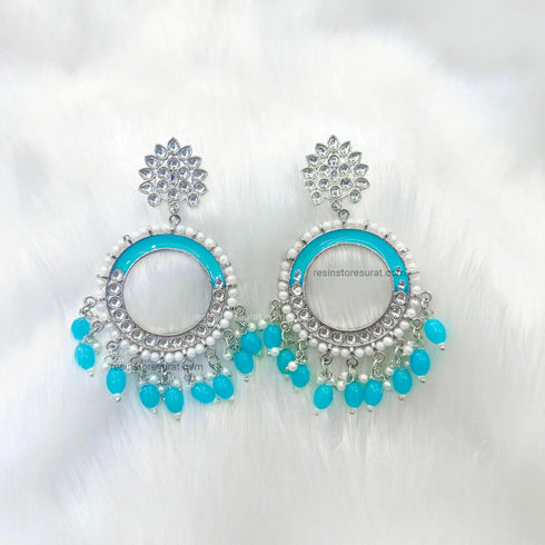 Aqua Blue Beads Jhumka