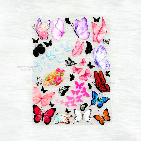Butterfly 3D UV Sticker Sheet - A6