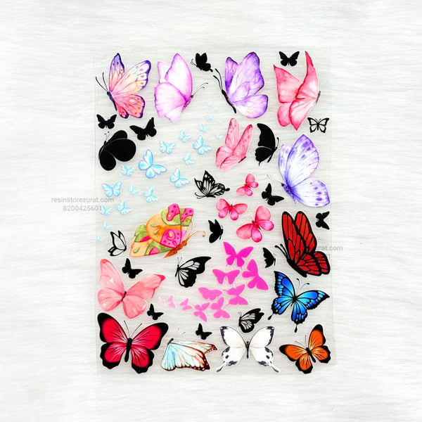Butterfly 3D UV Sticker Sheet - A6