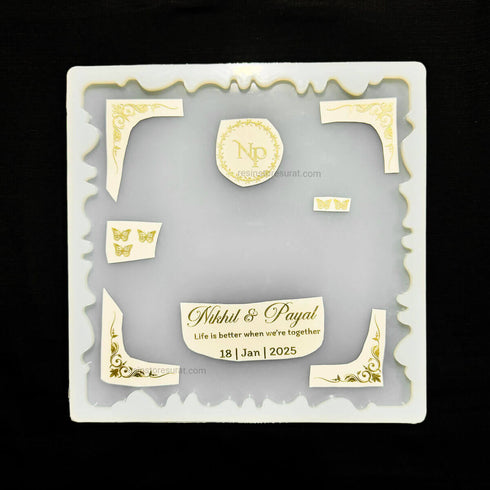 Customized Metal Sticker for Couple Frame With Border Design