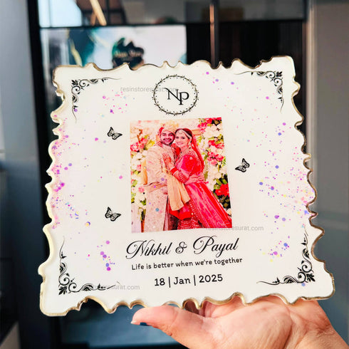 Customized Metal Sticker for Couple Frame With Border Design