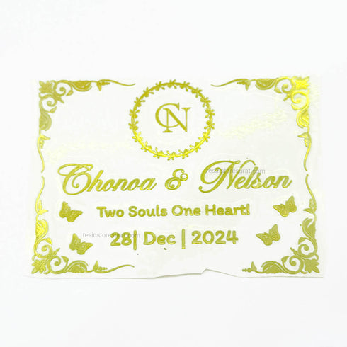 Customized Metal Sticker for Couple Frame With Border Design