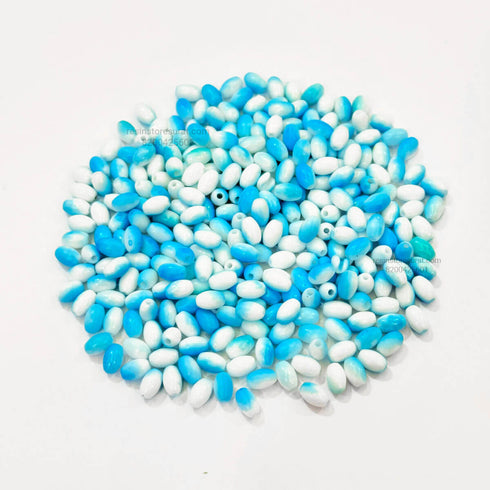 Dual Color Blue oval Beads