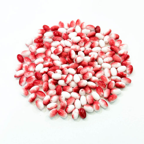 Dual Color Red oval Beads