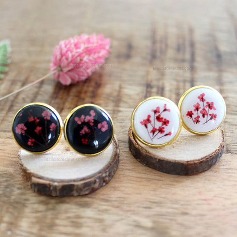 Silver Round Earring Resin Base - 4 pcs