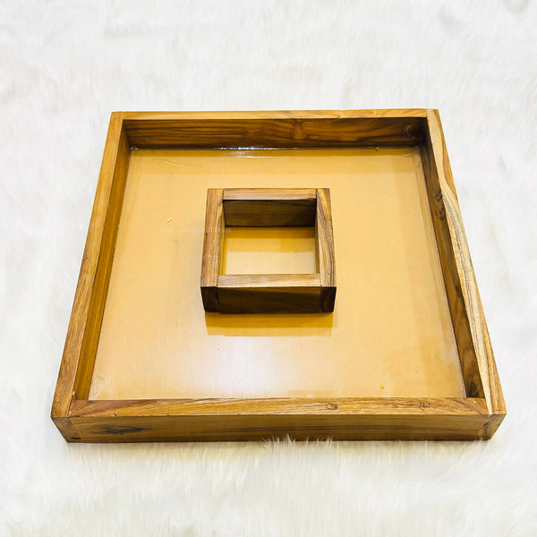 Double Box 12*12 Inch Teak Wood Floating Frame with Acrylic Base