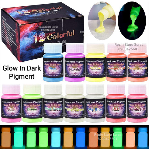 Glow In Dark Pigment 12 Color Set