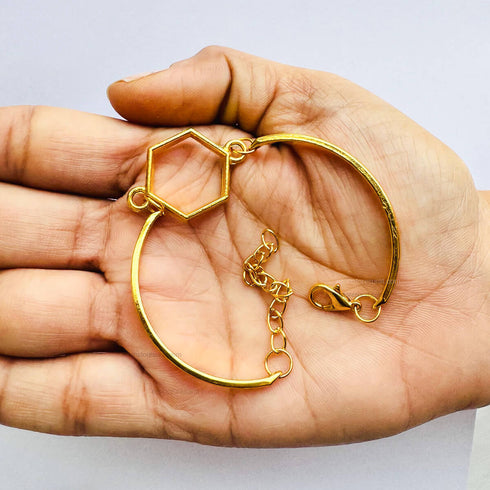 Gold Hexagon Brass Bracelet